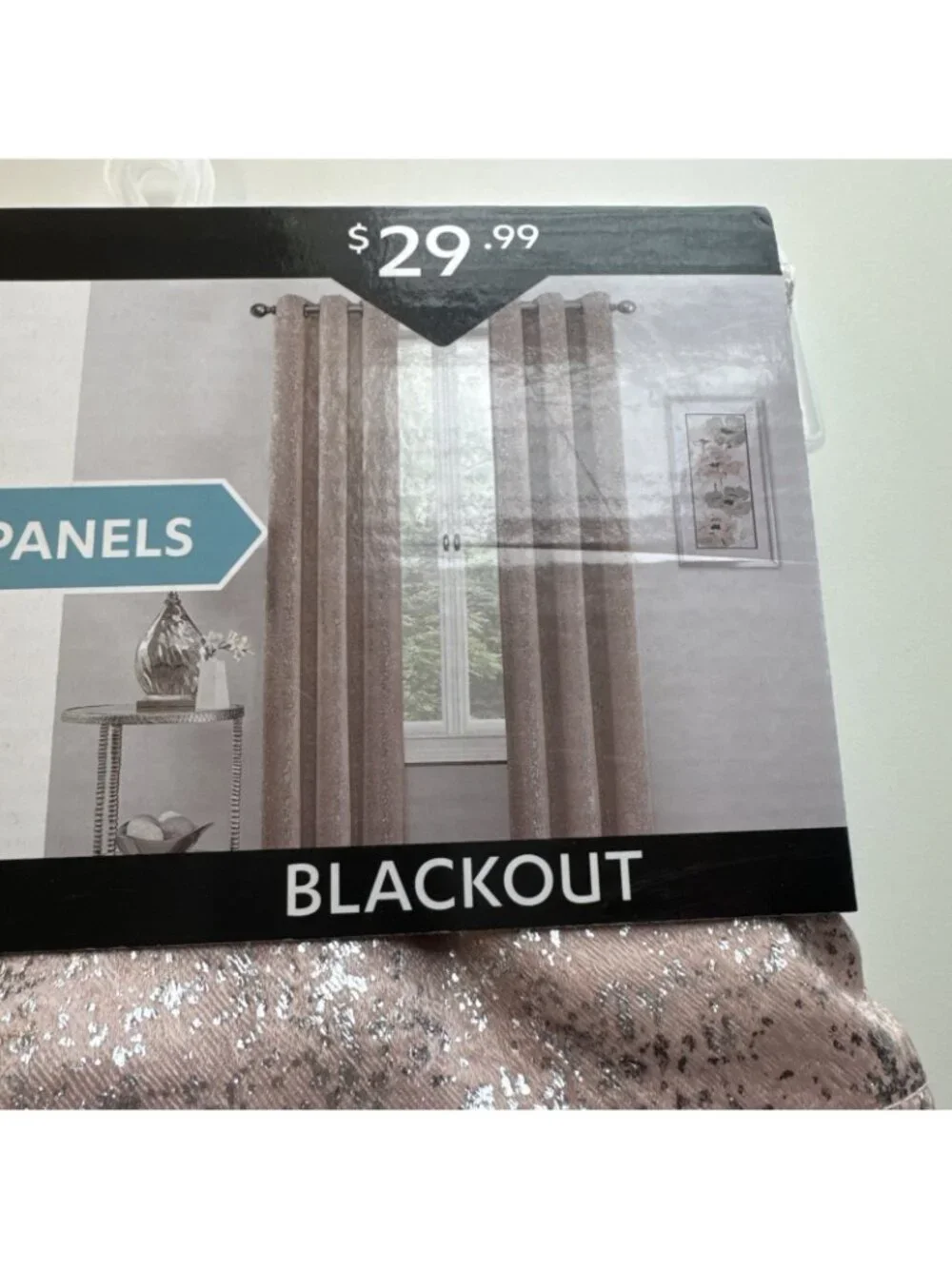 Blackout Curtains, Metal Gromets, Blush With Silver  pattern. Set of 2 Panels.